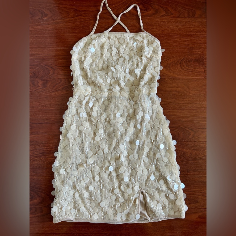 Cream Sequin Midi Dress NWOT - Picture 4 of 8